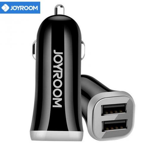 JOYROOM szivargyújtó töltő/autós töltő 2 x USB aljzat (5V / 3100mA, 12 /24 V, kábel nélkül) FEKETE	