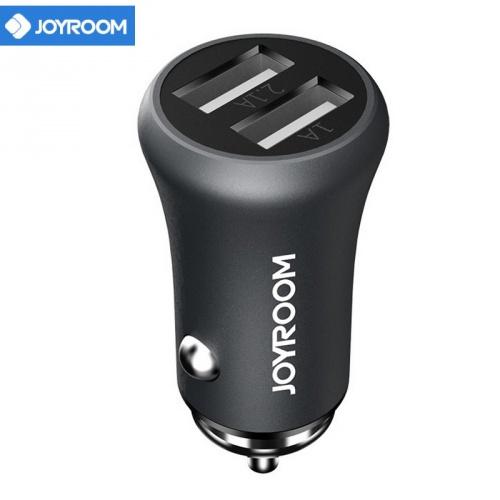 JOYROOM szivargyújtó töltő/autós töltő 2 x USB aljzat (5V / 3100mA, 12 /24 V, kábel nélkül) SZÜRKE	