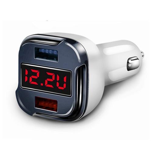 Szivargyújtó töltő/autós töltő 2 x USB aljzat (5V / 5000mA, LED kijelző, kábel nélkül) EZÜST	