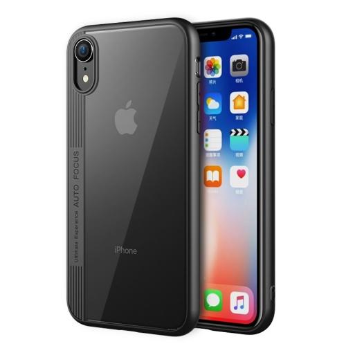 APPLE IPhone XR 6.1 Telefonvédő gumi / szilikon (átlátszó műanyag hátlap) FEKETE	
