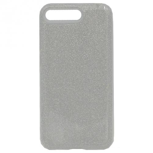 HUAWEI Y6 (2018) Telefonvédő gumi / szilikon (műanyag belső, csillogó hátlap) EZÜST	