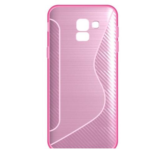 SAMSUNG Galaxy J6 (2018) J600F Telefonvédő gumi / szilikon (S-line, karbonminta) RÓZSASZÍN	