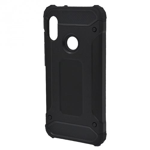 XIAOMI Mi A2 Lite (Redmi 6 Pro) Defender műanyag telefonvédő (közepesen ütésálló, gumi / szilikon belső, fémhatás) FEKETE	