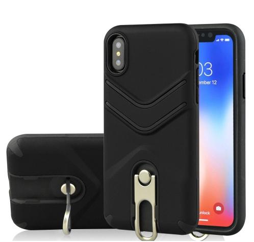 APPLE IPhone XS Max 6.5 Defender műanyag telefonvédő (közepesen ütésálló, gumírozott, fém kitámasztó) FEKETE	