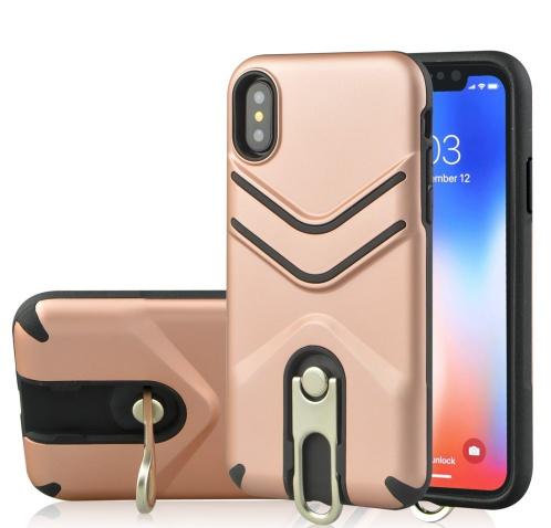 APPLE IPhone XS Max 6.5 Defender műanyag telefonvédő (közepesen ütésálló, gumírozott, fém kitámasztó) ROZÉARANY	