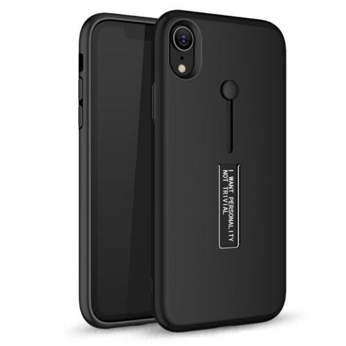 APPLE IPhone XS Max 6.5 Műanyag telefonvédő (gumírozott, ujjra húzható szilikon) FEKETE	