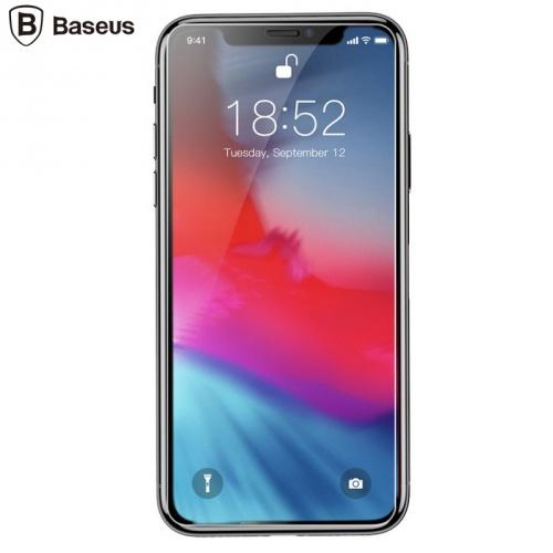 Apple iPhone 11 Pro Max / Apple iPhone XS Max 6.5 BASEUS képernyővédő üveg (full screen, íves részre, ultravékony, karcálló, 0.3mm, 9H) ÁTLÁTSZÓ