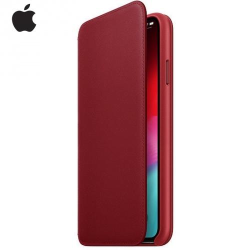 APPLE IPhone XS 5.8 Tok álló, bőr (FLIP, oldalra nyíló) PIROS	(MRWX2ZM/A)