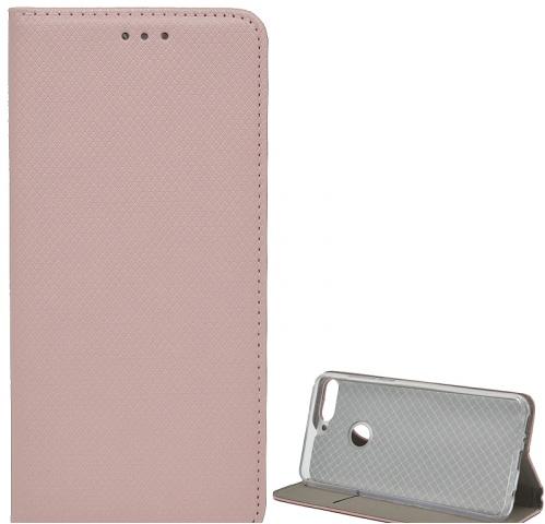 HUAWEI Y7 Prime 2018 (Y7 2018) Tok álló, bőr (FLIP, oldalra nyíló, asztali tartó funkció, rombuszminta) ROZÉARANY	