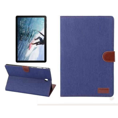 SAMSUNG Galaxy Tab S4 10.5 LTE (SM-T835) /SAMSUNG Galaxy Tab S4 10.5 WIFI (SM-T830) Tok álló, bőr (FLIP, oldalra nyíló, asztali tartó funkció, textil bevonat) KÉK	