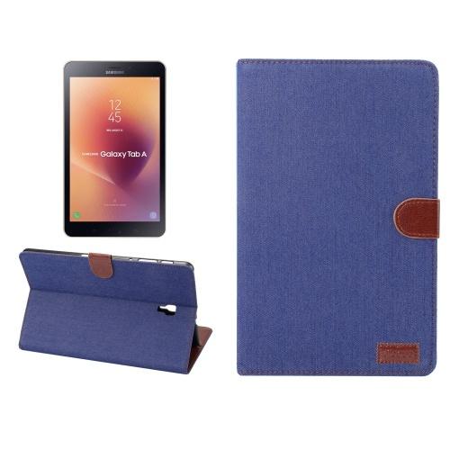 SAMSUNG Galaxy Tab A 10.5 LTE (2018) SM-T595 /SAMSUNG Galaxy Tab A 10.5 WIFI (2018) SM-T590 Tok álló, bőr (FLIP, oldalra nyíló, asztali tartó funkció, textil bevonat) KÉK	