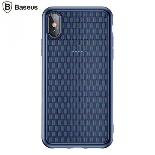 APPLE IPhone XS Max 6.5 BASEUS BV 2. generációs telefonvédő gumi / szilikon (fonott minta) SÖTÉTKÉK	