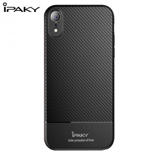APPLE IPhone XR 6.1 IPAKY telefonvédő gumi / szilikon (ultravékony, karbonminta) FEKETE	