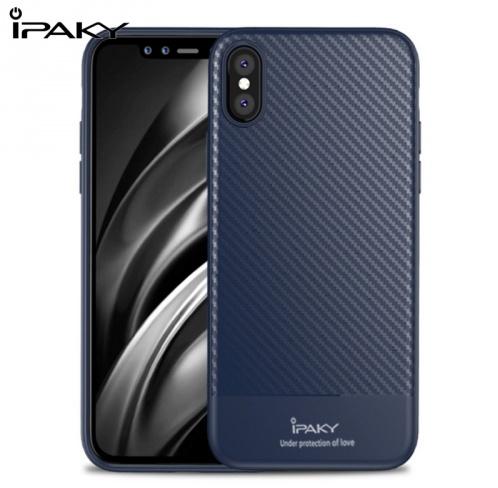 APPLE IPhone XS Max 6.5 IPAKY telefonvédő gumi / szilikon (ultravékony, karbonminta) SÖTÉTKÉK	