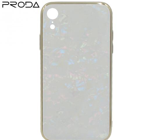 APPLE IPhone XR 6.1 PRODA BAYNO telefonvédő szilikon keret (BUMPER, edzett üveg hátlap, márványminta) FEHÉR	