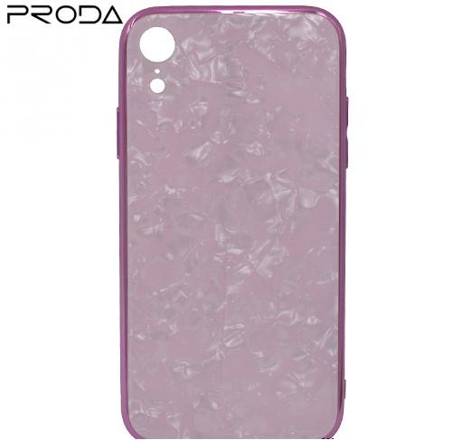 APPLE IPhone XR 6.1 PRODA BAYNO telefonvédő szilikon keret (BUMPER, edzett üveg hátlap, márványminta) RÓZSASZÍN	