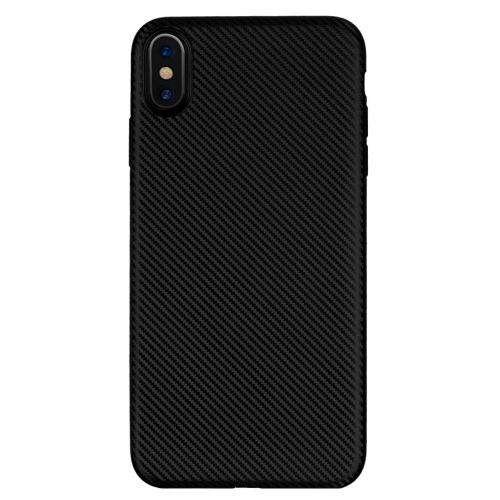 APPLE IPhone XS Max 6.5 Telefonvédő gumi / szilikon (karbon minta) FEKETE	