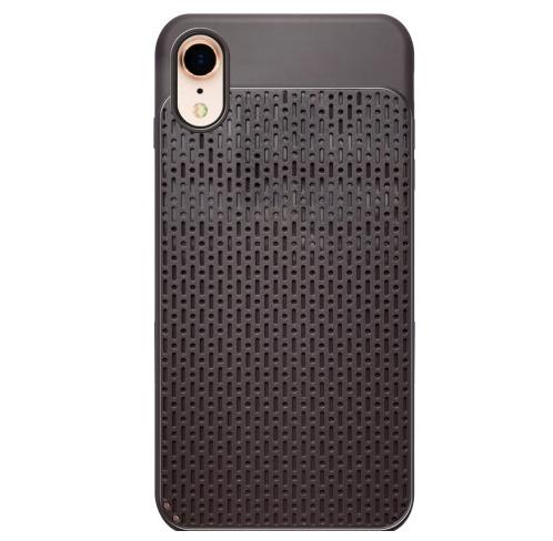 APPLE IPhone XR 6.1 Telefonvédő gumi / szilikon (műanyag hátlap, lyukacsos minta) BARNA	