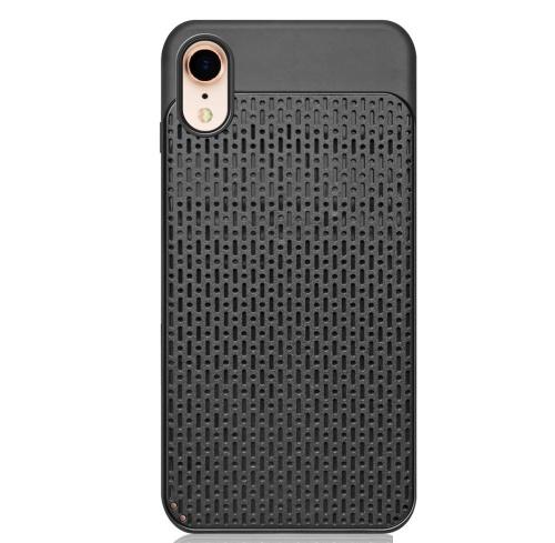 APPLE IPhone XR 6.1 Telefonvédő gumi / szilikon (műanyag hátlap, lyukacsos minta) FEKETE	