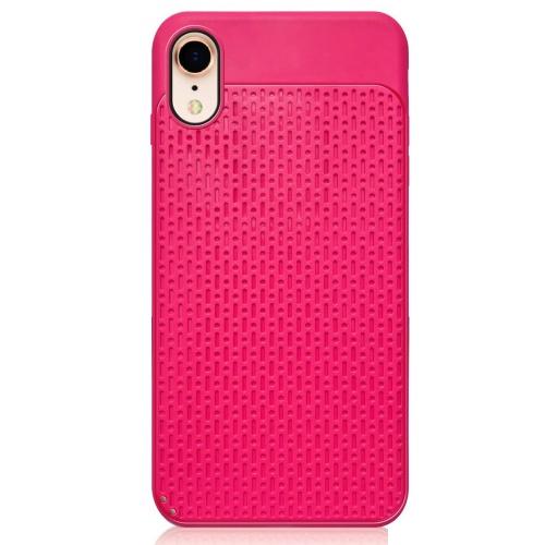 APPLE IPhone XR 6.1 Telefonvédő gumi / szilikon (műanyag hátlap, lyukacsos minta) MAGENTA	