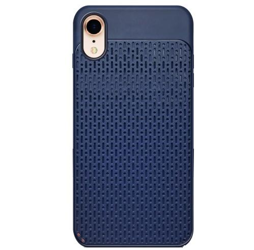 APPLE IPhone XR 6.1 Telefonvédő gumi / szilikon (műanyag hátlap, lyukacsos minta) SÖTÉTKÉK	