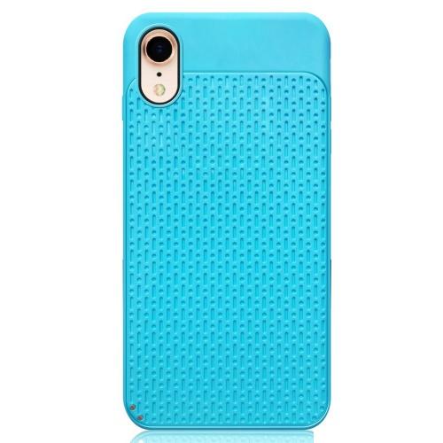 APPLE IPhone XR 6.1 Telefonvédő gumi / szilikon (műanyag hátlap, lyukacsos minta) VILÁGOSKÉK	