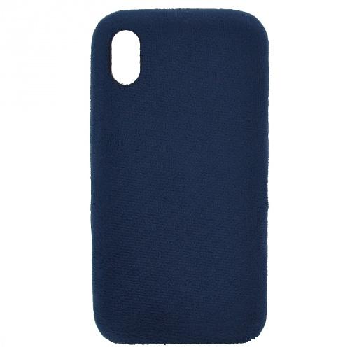 APPLE IPhone XR 6.1 Telefonvédő gumi / szilikon (plüss bevonat) SÖTÉTKÉK	