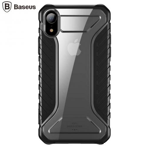 APPLE IPhone XR 6.1 BASEUS MICHELIN telefonvédő szilikon keret (BUMPER, közepesen ütésálló, légpárnás sarok, akril hátlap) FEKETE	