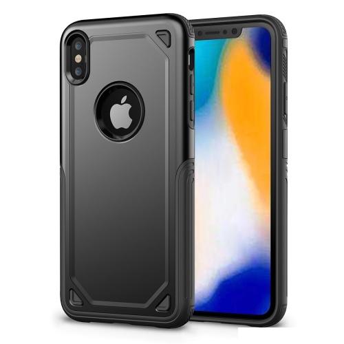 APPLE IPhone XR 6.1 Defender műanyag telefonvédő (közepesen ütésálló, gumi / szilikon belső, ultravékony, logo kivágás) FEKETE	