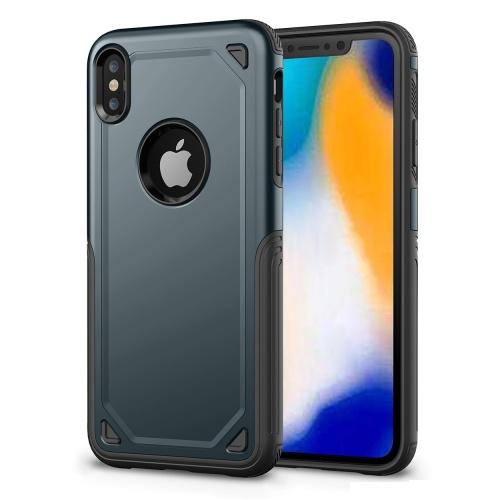 APPLE IPhone XR 6.1 Defender műanyag telefonvédő (közepesen ütésálló, gumi / szilikon belső, ultravékony, logo kivágás) SÖTÉTKÉK	