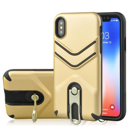 APPLE IPhone XR 6.1 Defender műanyag telefonvédő (közepesen ütésálló, gumírozott, fém kitámasztó) ARANY	