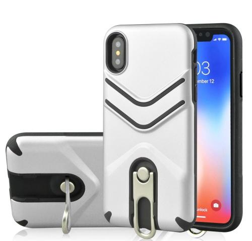 APPLE IPhone XR 6.1 Defender műanyag telefonvédő (közepesen ütésálló, gumírozott, fém kitámasztó) EZÜST	