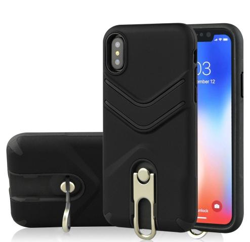 APPLE IPhone XR 6.1 Defender műanyag telefonvédő (közepesen ütésálló, gumírozott, fém kitámasztó) FEKETE	