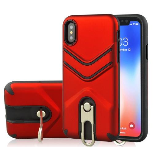 APPLE IPhone XR 6.1 Defender műanyag telefonvédő (közepesen ütésálló, gumírozott, fém kitámasztó) PIROS	