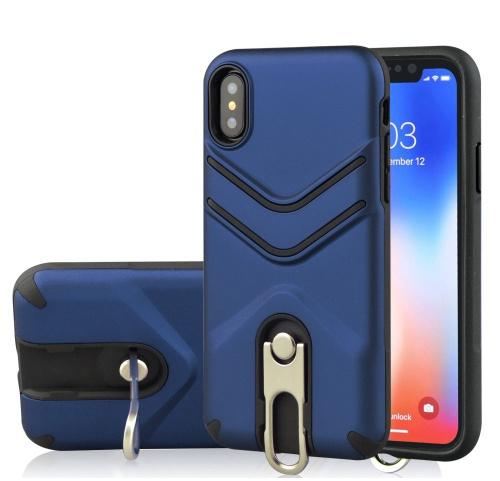 APPLE IPhone XR 6.1 Defender műanyag telefonvédő (közepesen ütésálló, gumírozott, fém kitámasztó) SÖTÉTKÉK	