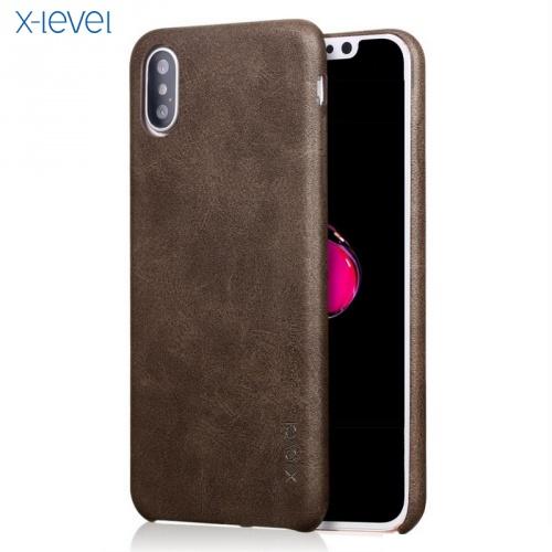 APPLE IPhone XS Max 6.5 X-LEVEL műanyag telefonvédő (bőr hátlap) BARNA	