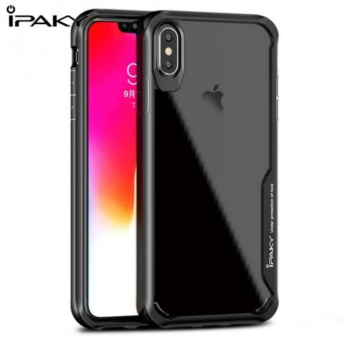 APPLE IPhone XS Max 6.5 IPAKY műanyag telefonvédő (szilikon keret, közepesen ütésálló, átlátszó hátlap) FEKETE	