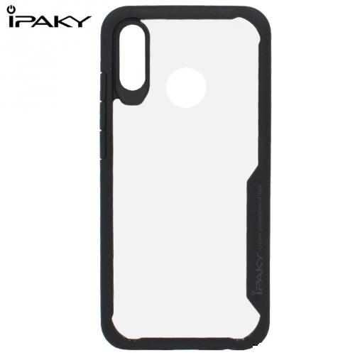 HUAWEI P20 Lite IPAKY műanyag telefonvédő (szilikon keret, közepesen ütésálló, átlátszó hátlap) FEKETE	