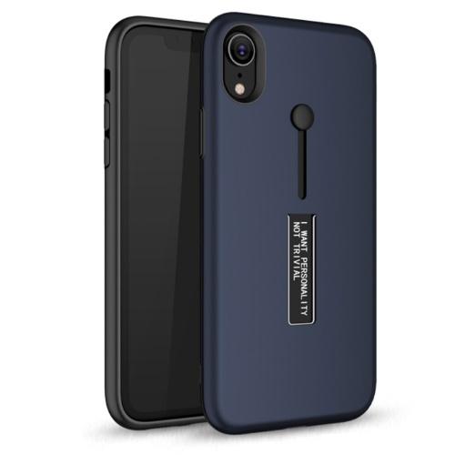 APPLE IPhone XR 6.1 Műanyag telefonvédő (gumírozott, ujjra húzható szilikon) SÖTÉTKÉK	