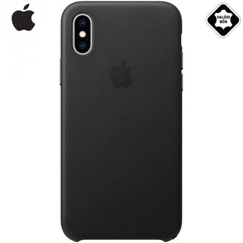 APPLE IPhone XS 5.8 Műanyag telefonvédő, valódi bőr LEATHER Case FEKETE (MRWM2ZM/A)