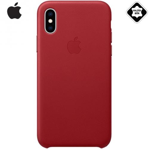 APPLE IPhone XS 5.8 Műanyag telefonvédő, valódi bőr LEATHER Case PIROS (MRWK2ZM/A)