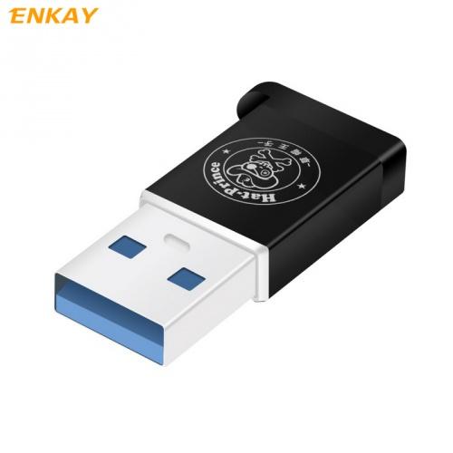 Adapter (USB 2.0, Type-C 3.1, töltéshez, adatátvitelhez, kulcstartóra tehető) FEKETE	