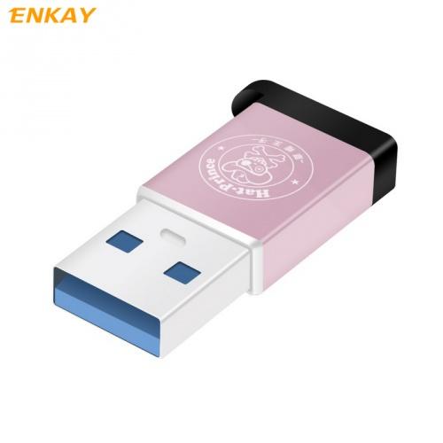Adapter (USB 2.0, Type-C 3.1, töltéshez, adatátvitelhez, kulcstartóra tehető) ROZÉARANY	