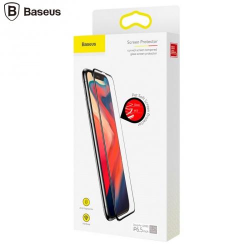Apple iPhone 11 Pro Max / Apple iPhone XS Max 6.5 BASEUS képernyővédő üveg (2.5D lekerekített szél, ultravékony, karcálló, 0.23mm, 9H) FEKETE