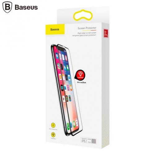 APPLE IPhone XR 6.1 BASEUS képernyővédő üveg (2.5D lekerekített szél, ultravékony, karcálló, kékfény elleni védelem, 0.3mm, 9H) FEKETE	