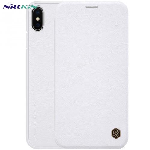 APPLE IPhone XS Max 6.5 NILLKIN QIN tok álló, bőr (FLIP, oldalra nyíló, bankkártya tartó) FEHÉR	