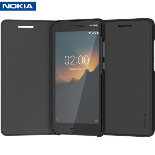 NOKIA 2.1 Tok álló, bőr (FLIP, oldalra nyíló) FEKETE (CP-220_BLK)