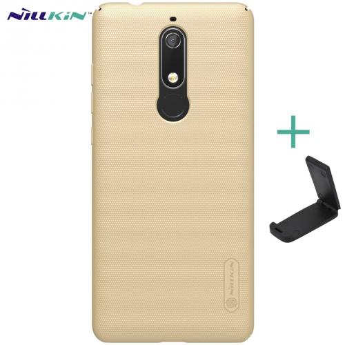 NOKIA 5.1 NILLKIN SUPER FROSTED műanyag telefonvédő (gumírozott, érdes felület + asztali tartó) ARANY	
