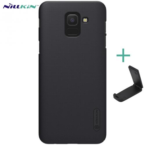 SAMSUNG Galaxy J6 (2018) J600F NILLKIN SUPER FROSTED műanyag telefonvédő (gumírozott, érdes felület + asztali tartó) FEKETE	