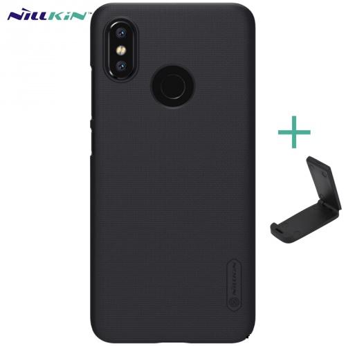 XIAOMI Mi 8 NILLKIN SUPER FROSTED műanyag telefonvédő (gumírozott, érdes felület + asztali tartó) FEKETE	